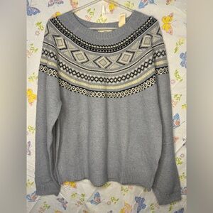 Weatherproof Vintage Women’s Fairisle Sweater Blue Size L NWT